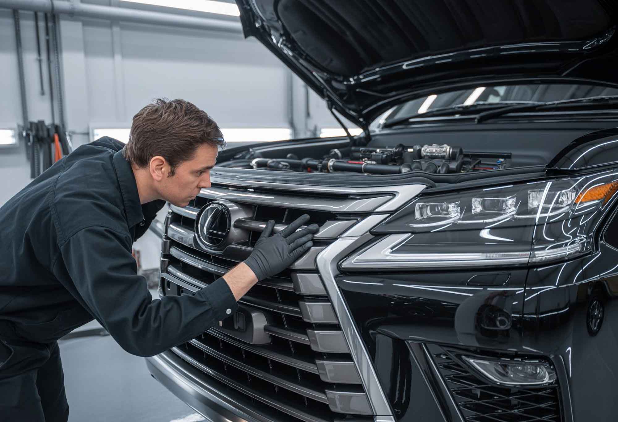 Technician inspecting lexus suv after reassembly - our repair process - craigs collision